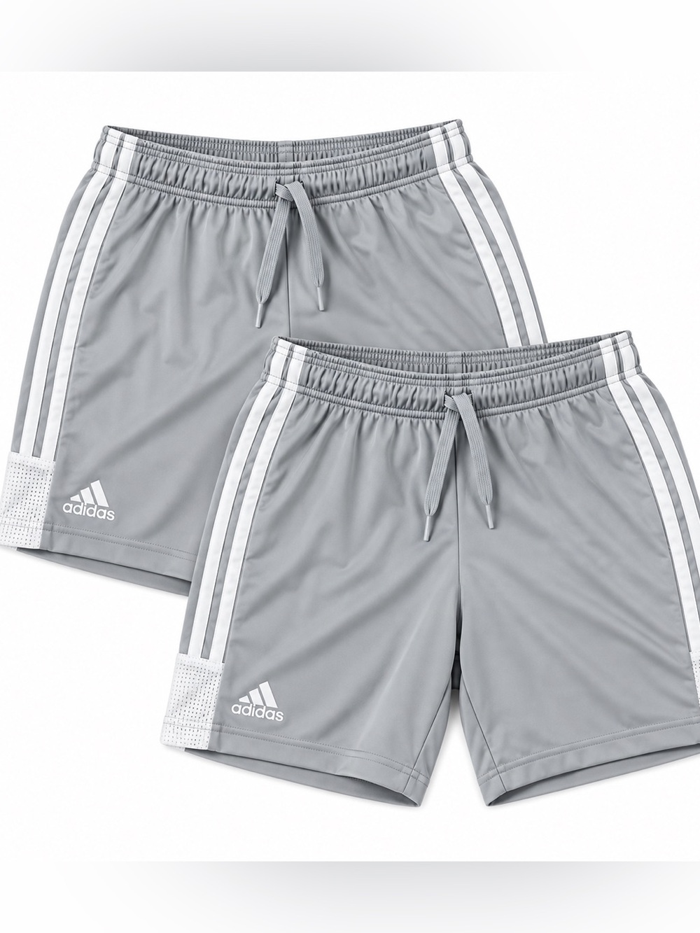 adidas Gray Athletic 3-Stripe Kids Shorts